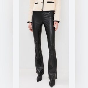 FREE PEOPLE vegan faux leather bell bottom flared flare leg pants sz 26 New